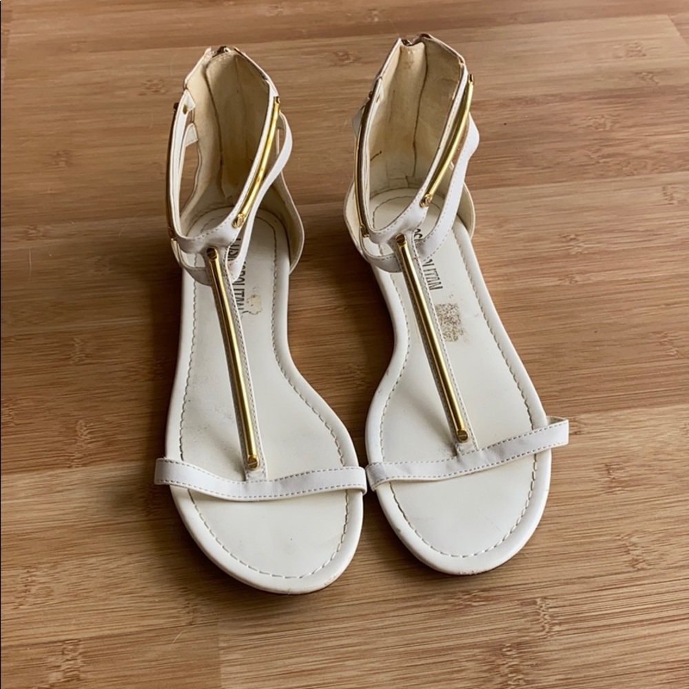 White gladiator flat sandals